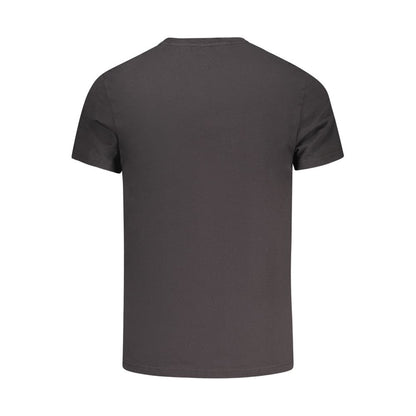 Back view of Tommy Hilfiger Black Cotton Men T-Shirt, featuring short sleeves and iconic style for sustainable fashion.