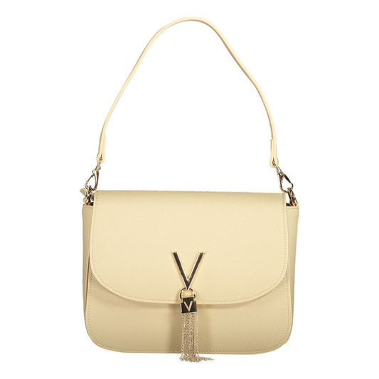 Mario Valentino Beige Polyethylene Women Handbag with shoulder and chain straps, featuring elegant design and practical storage compartments.