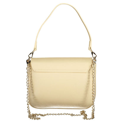 Mario Valentino Beige Polyethylene Women Handbag with detachable chain strap and shoulder handle, showcasing modern elegance.