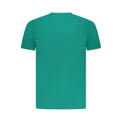 Cavalli Class Green Cotton Men T-Shirt back view, showcasing vibrant color and luxurious cotton fabric for bold fashion statement.