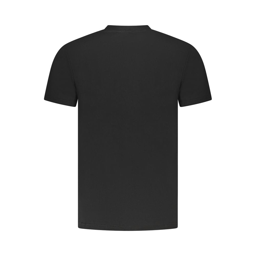 Back view of Cavalli Class Black Cotton Men T-Shirt with short sleeves and crew neck design.