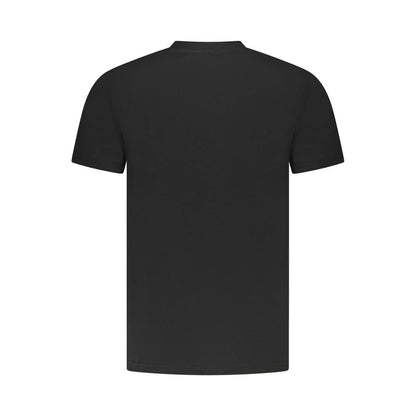 Back view of Cavalli Class Black Cotton Men T-Shirt with short sleeves and crew neck design.