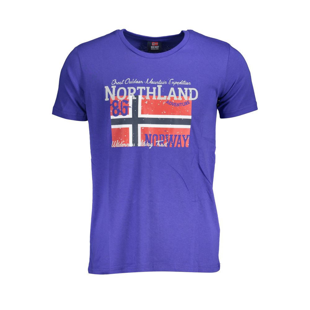 Norway 1963 Blue Cotton Men T-Shirt with bold logo and short sleeves for modern streetwear style.