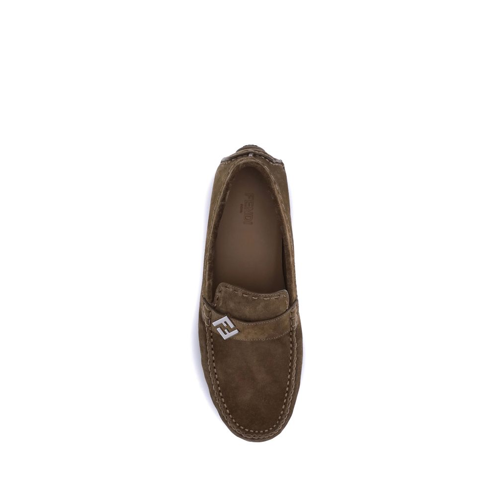 Fendi Brown Rubber Slip-On Loafers