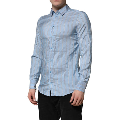 Dolce & Gabbana Blue Striped MARTINI Long Sleeves Dress Shirt