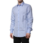 Dolce & Gabbana Blue Cotton GOLD Long Sleeves Dress Shirt