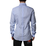 Dolce & Gabbana Blue Cotton GOLD Long Sleeves Dress Shirt