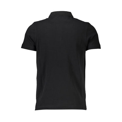 Back view of Cavalli Class Black Cotton Men Polo Shirt, showcasing sleek design and luxury craftsmanship. Perfect for versatile style.