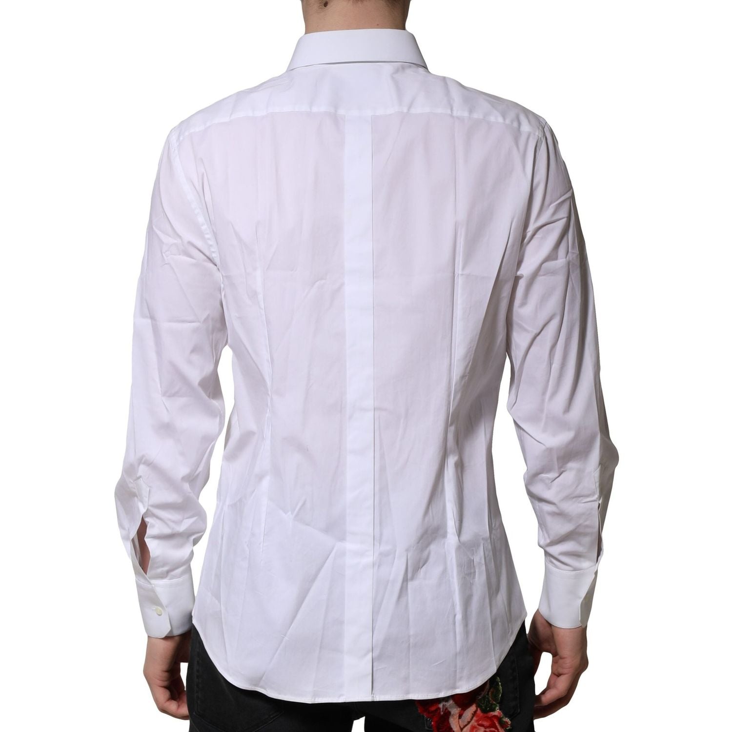Dolce & Gabbana White Cotton GOLD Long Sleeves Dress Shirt