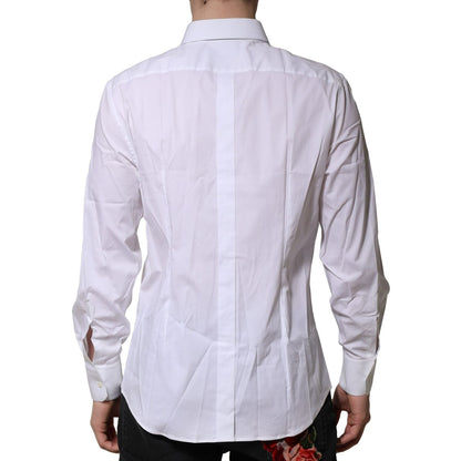 Dolce & Gabbana White Cotton GOLD Long Sleeves Dress Shirt