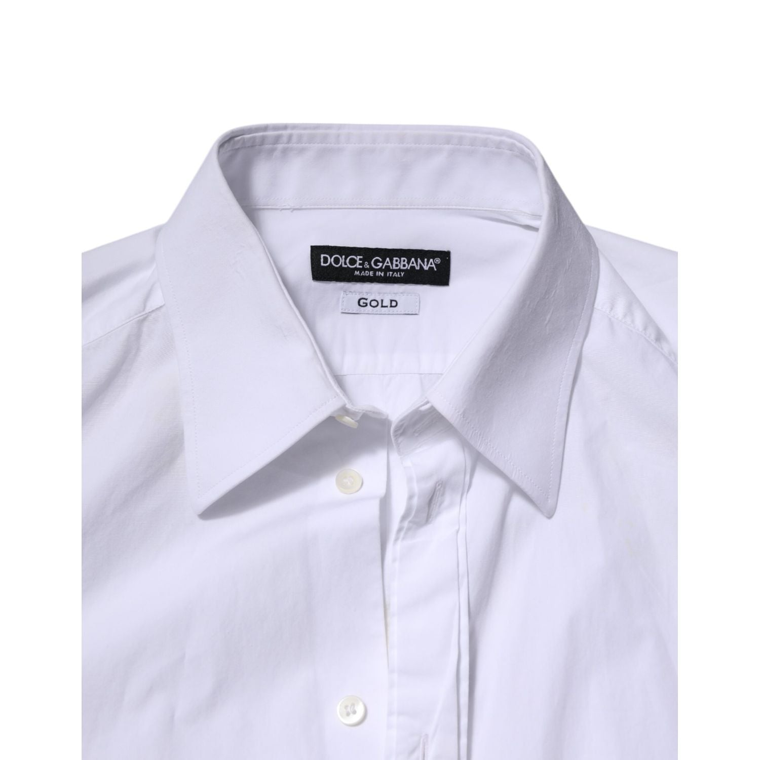 Dolce & Gabbana White Cotton GOLD Long Sleeves Dress Shirt
