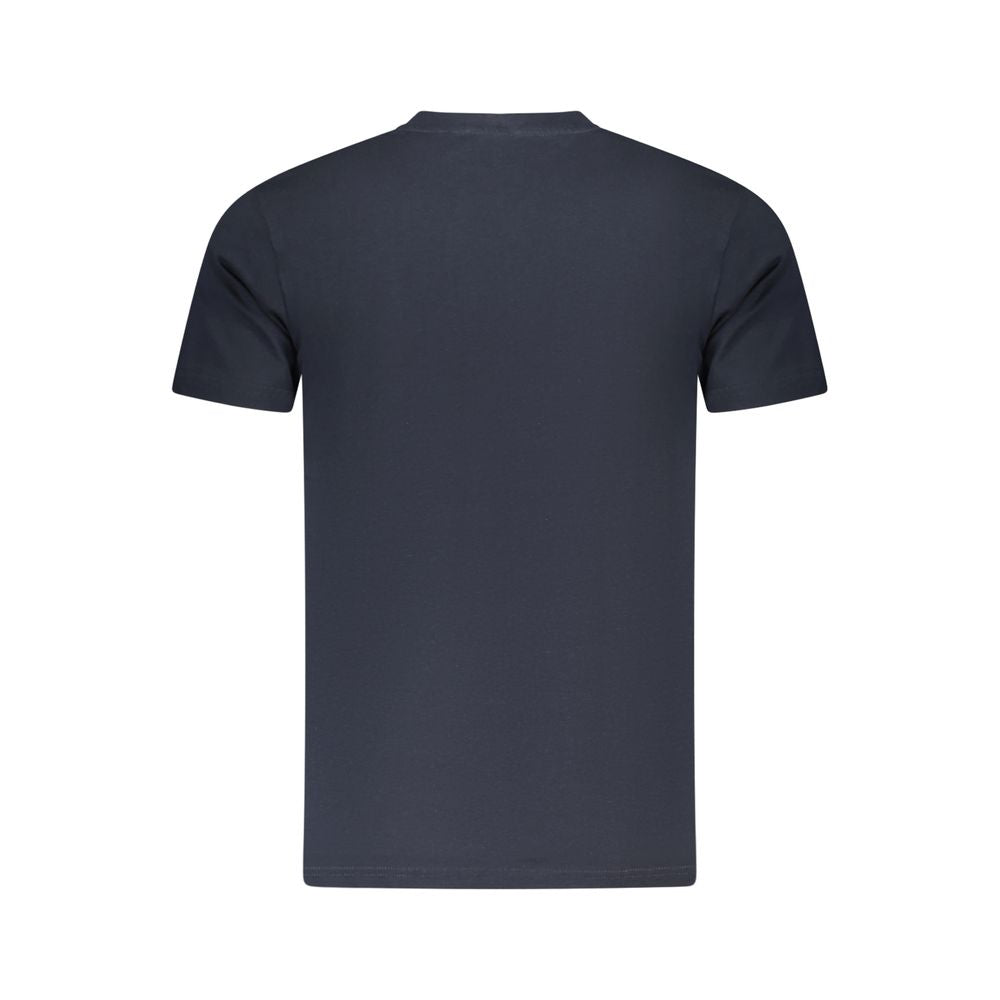 Cavalli Class Blue Cotton Men T-Shirt shown from the back