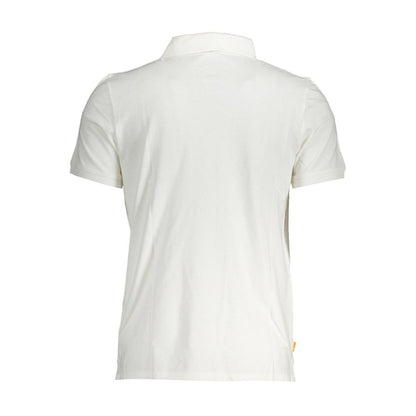 Back view of Timberland White Cotton Men Polo Shirt showing classic design and fit.
