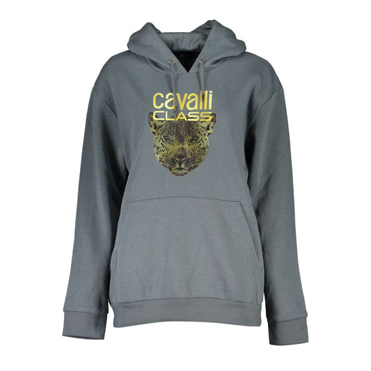 Cavalli Class Sleek Gray Fleece Hooded Sweatshirt CA-28859-M
