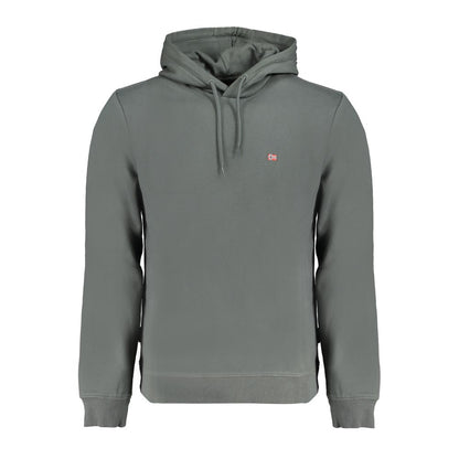 Napapijri Green Cotton Men Sweater with signature embroidery, perfect for casual style with a contemporary twist and sustainable comfort.