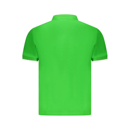 Back view of North Sails Green Cotton Men Polo Shirt with short sleeves and classic design.