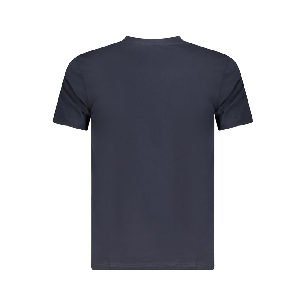 Back view of Cavalli Class Blue Cotton Men T-Shirt showcasing luxury fashion design