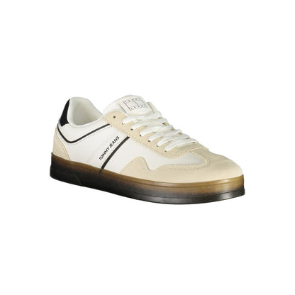 Tommy Hilfiger White Leather Men Sneaker with modern design and black accents