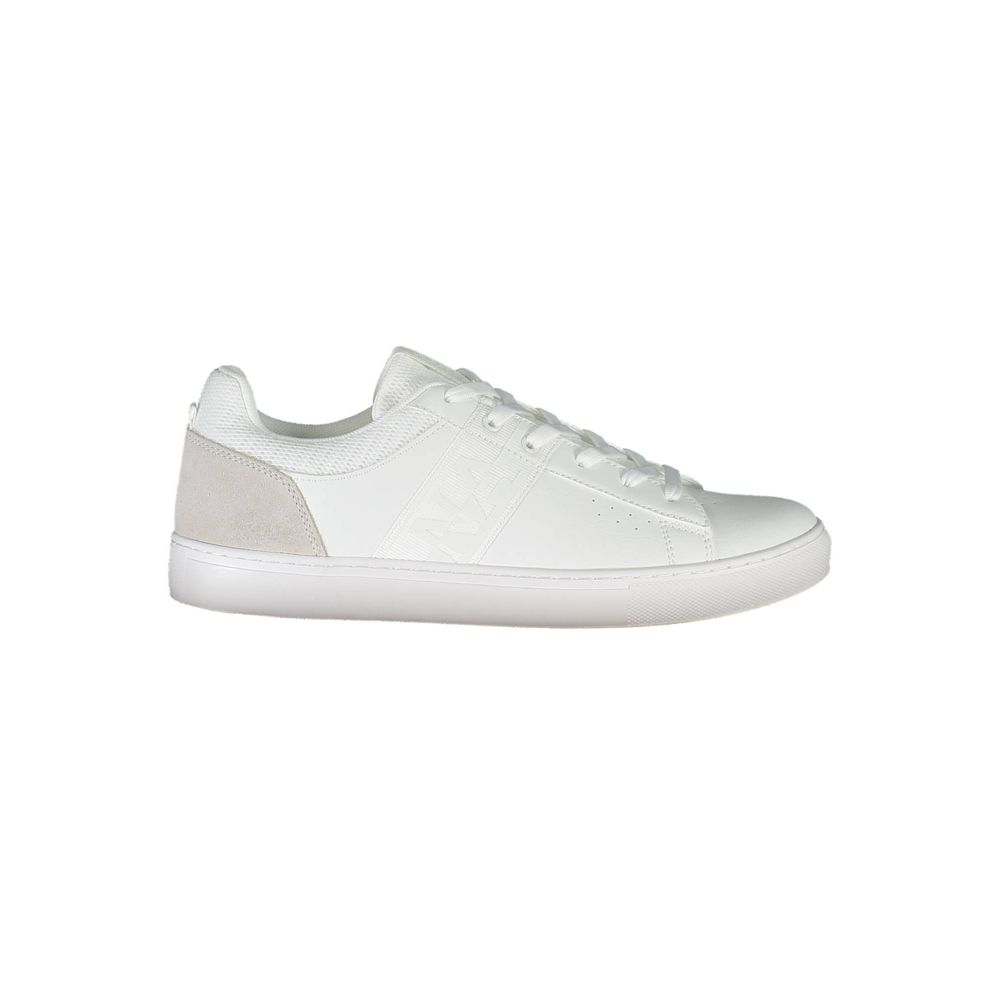 Napapijri White Leather Men Sneaker with lace-up design and contrasting details, perfect for a fashion-forward and comfortable style.