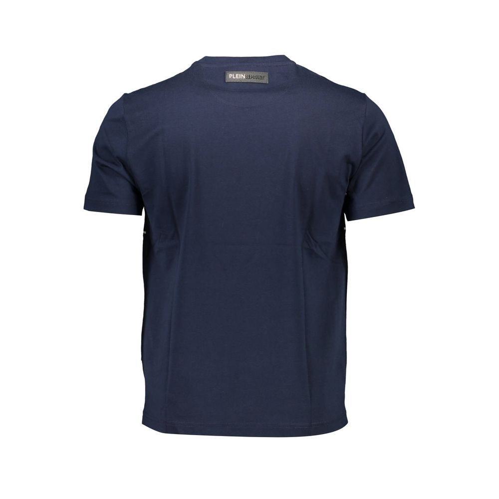 Plein Sport Blue Cotton Men T-Shirt back view showcasing premium fabric and iconic logo detail.