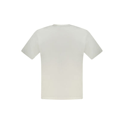 Back view of North Sails White Cotton Men T-Shirt showcasing plain design and soft cotton fabric.