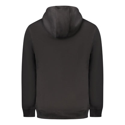 Back view of Tommy Hilfiger Black Cotton Men Sweater showcasing its sleek design and hooded style