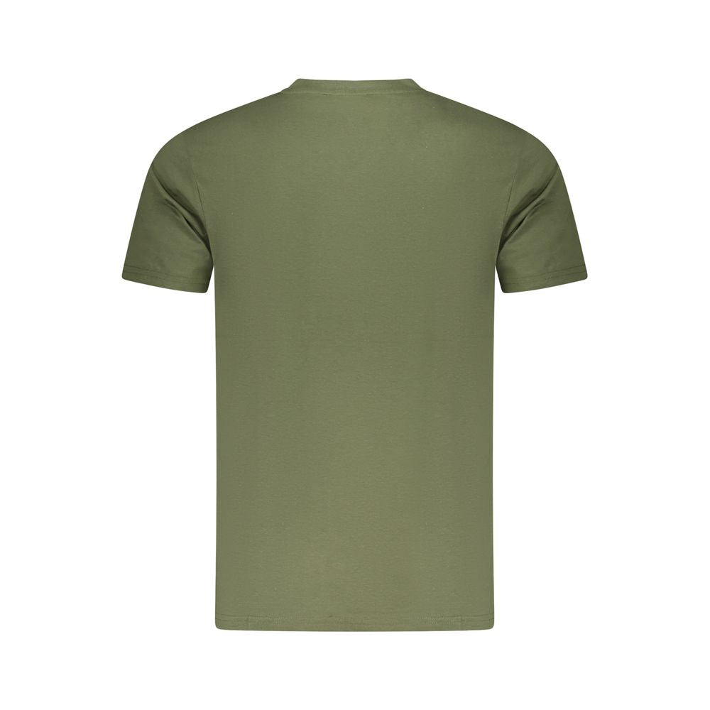 Cavalli Class Green Cotton Men T-Shirt with elegant crewneck and logo, showcasing luxury fashion in a captivating design.
