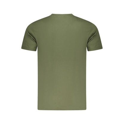 Cavalli Class Green Cotton Men T-Shirt with elegant crewneck and logo, showcasing luxury fashion in a captivating design.