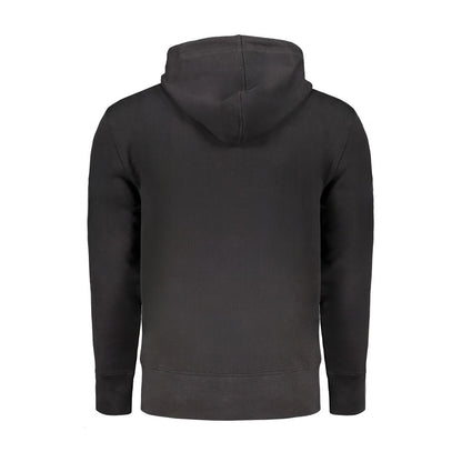 Calvin Klein Black Cotton Men Sweater with Hood and Central Pockets