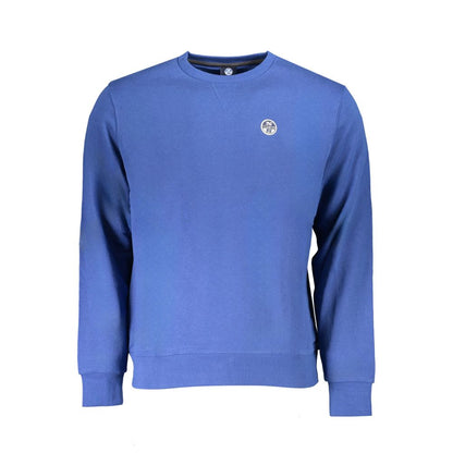 North Sails Blue Cotton Men Sweater - long-sleeve, crew neck, logo detail, ultra-soft brushed cotton, perfect for casual style.