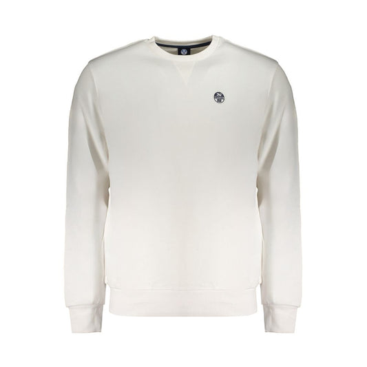 North Sails White Cotton Men Sweater with crew neck and logo