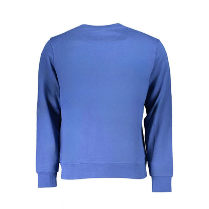 Back view of North Sails Blue Cotton Men Sweater showing long sleeves and crew neck design.
