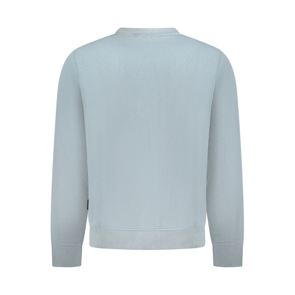 Back view of Napapijri Gray Cotton Men Sweater showcasing elegant design and comfort.
