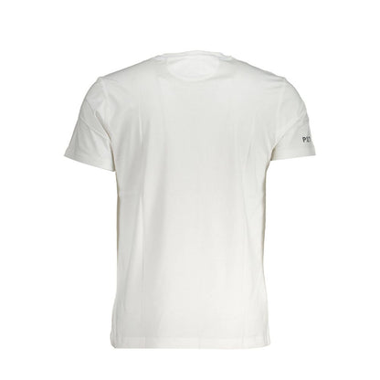 Back view of La Martina White Cotton Men T-Shirt with short sleeves and crew neck
