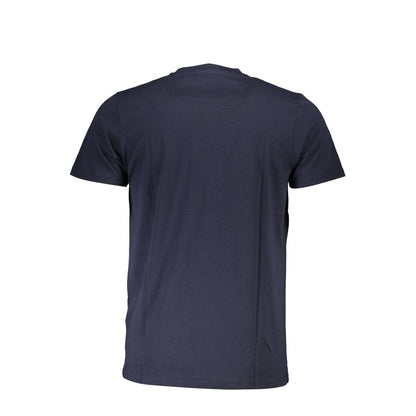 Back view of Cavalli Class Blue Cotton Men T-Shirt, showcasing its sleek design and premium cotton fabric.
