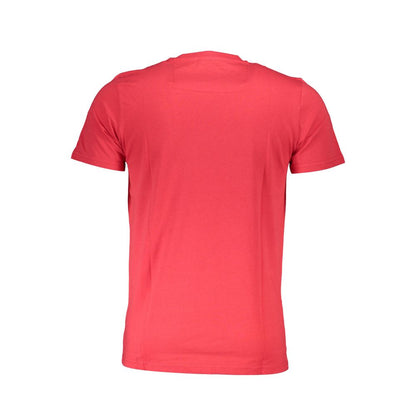 Back view of Cavalli Class Red Cotton Men T-Shirt showing short sleeves and crew neck design.