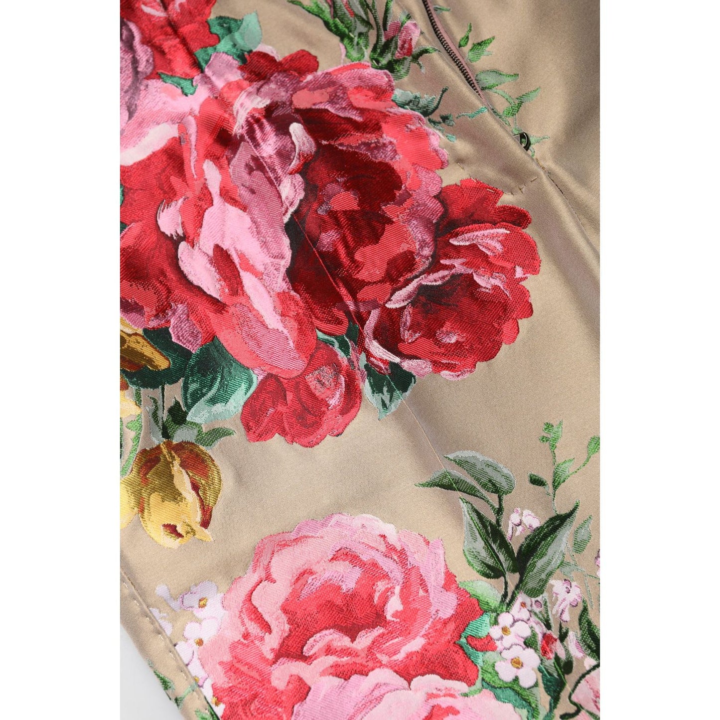 Dolce & Gabbana Beige Floral Print Women High Waist Pants
