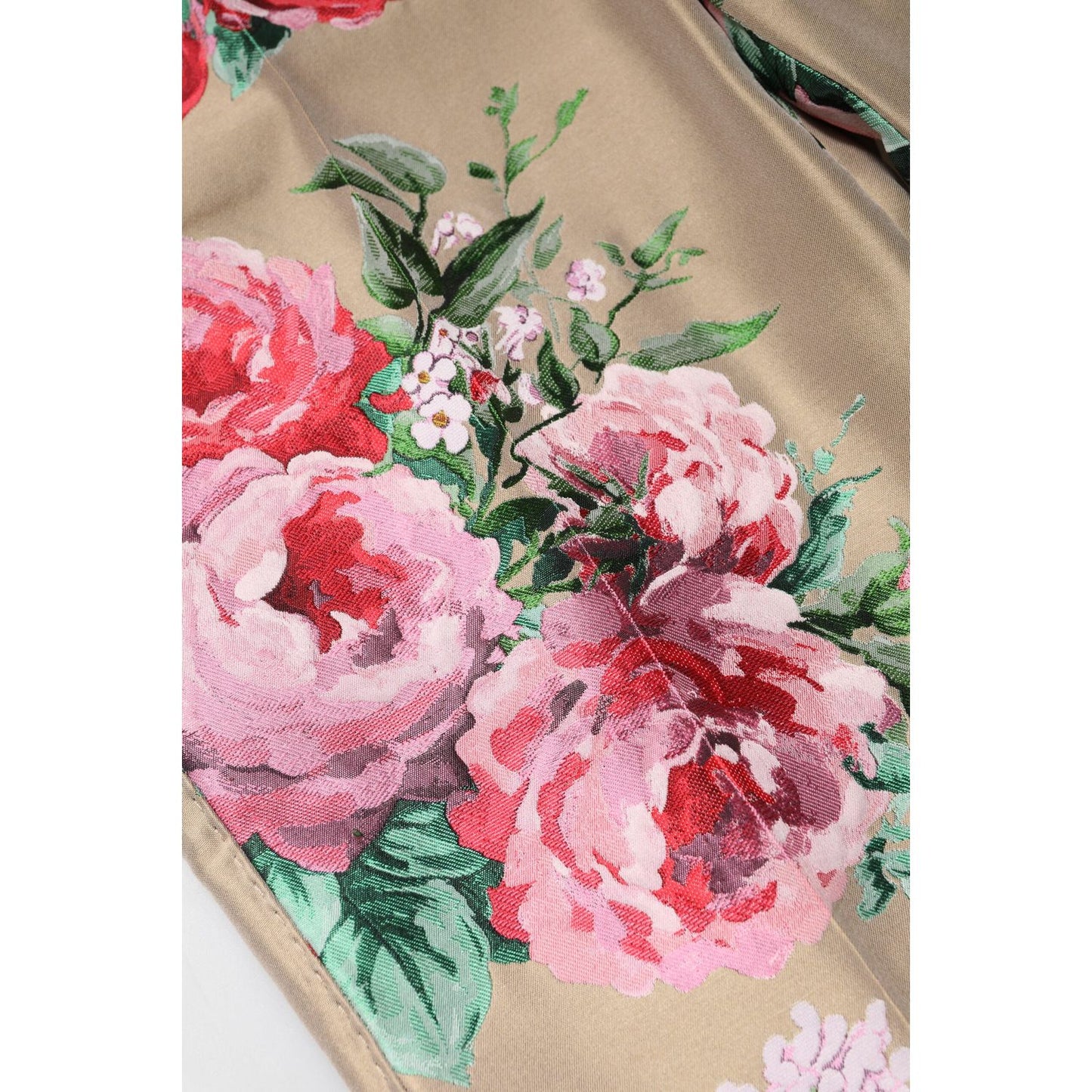 Dolce & Gabbana Beige Floral Print Women High Waist Pants