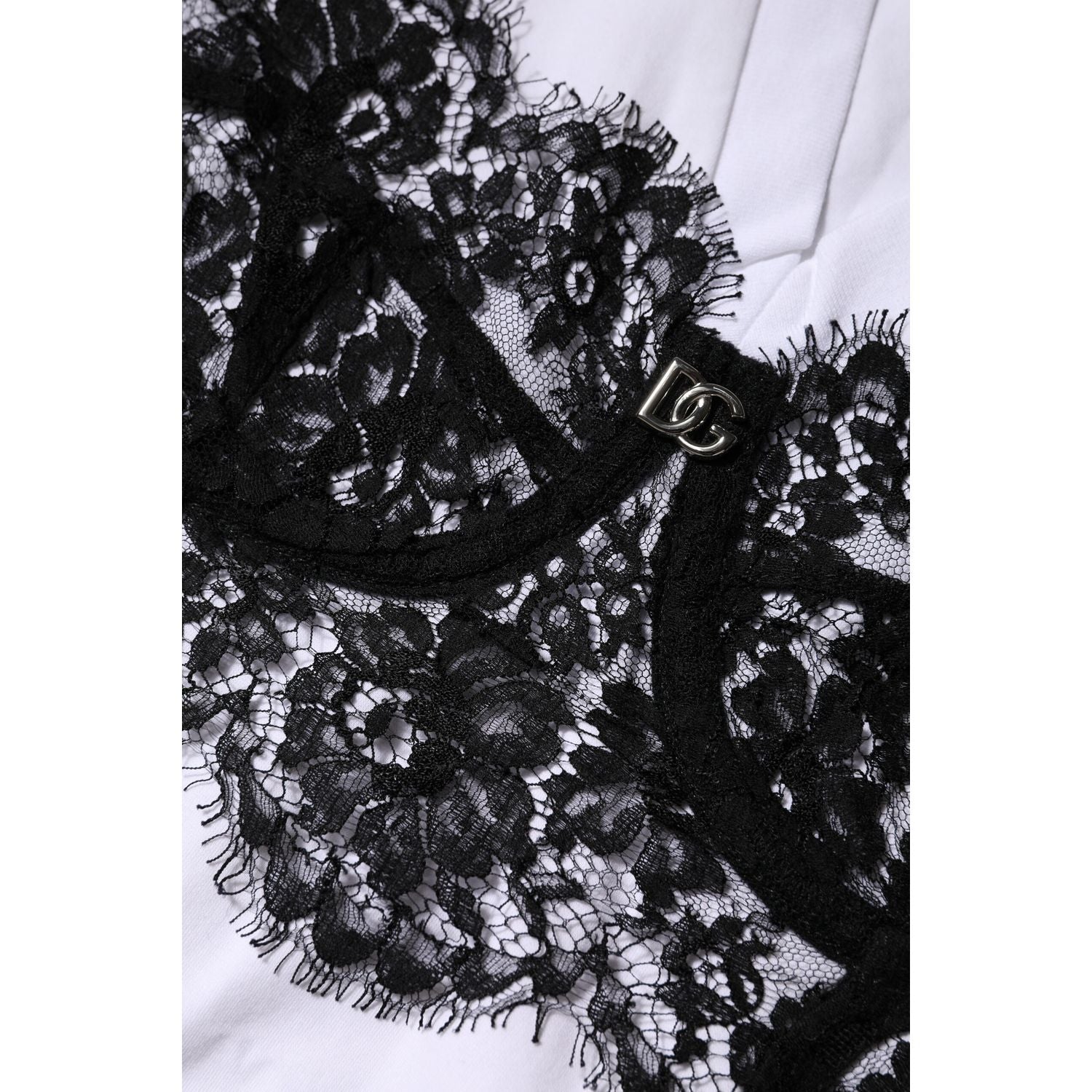 Dolce & Gabbana White Lace Cotton V-Neck Short Sleeves Top