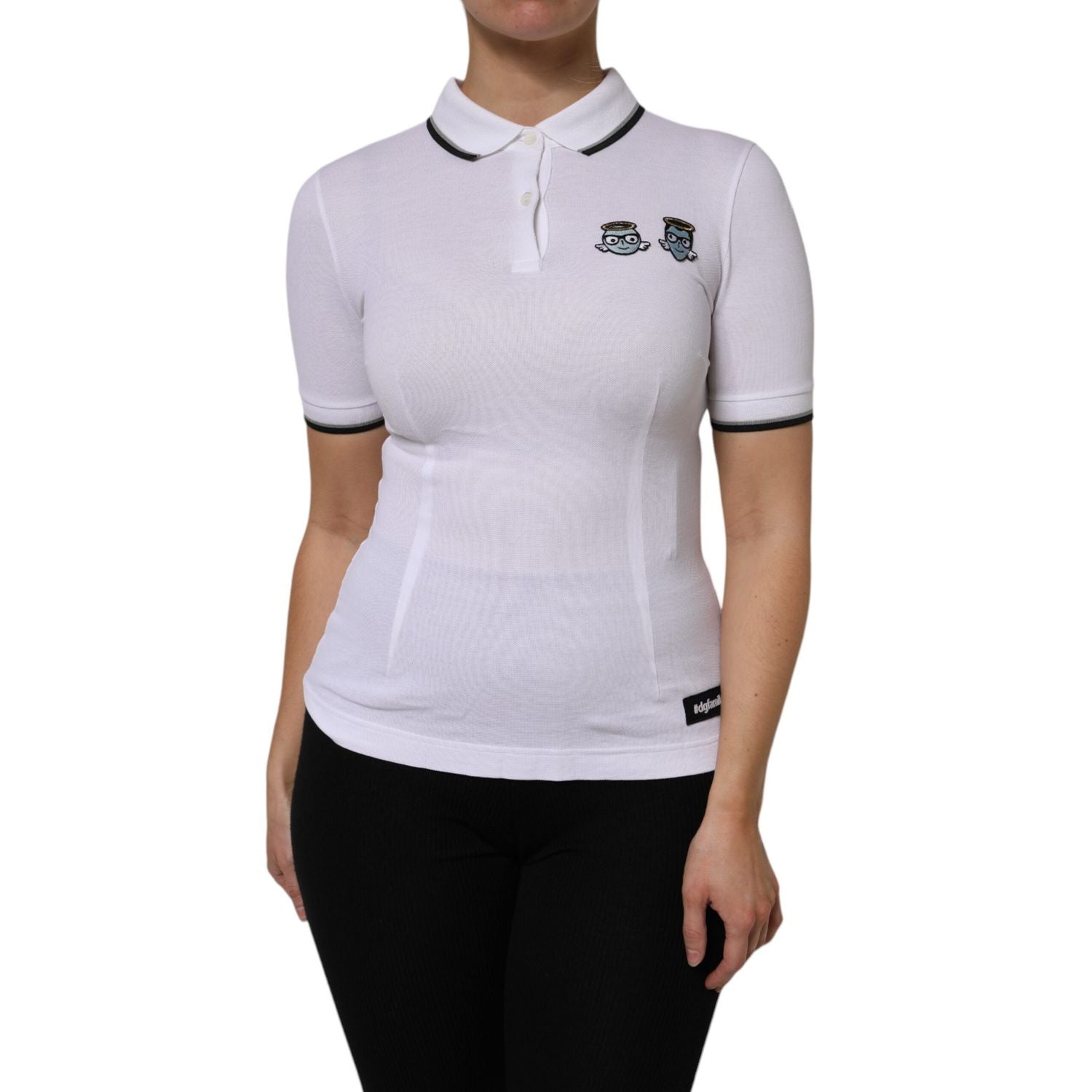 Dolce & Gabbana White Cotton Short Sleeves Collared Polo Top