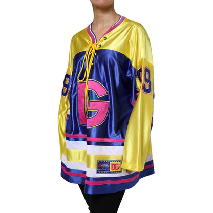 Dolce & Gabbana Multicolor Polyester Long Sleeves V-Neck Top