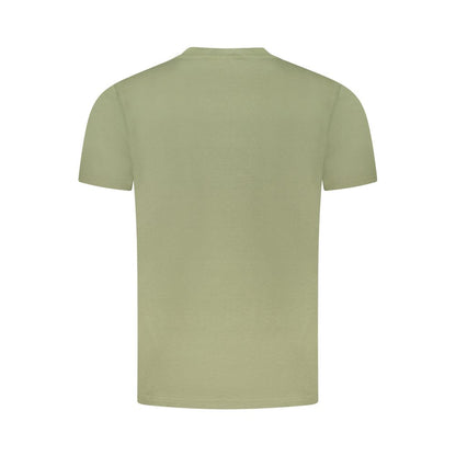 Back view of Cavalli Class Green Cotton Men T-Shirt showcasing its soft cotton material and classic design.