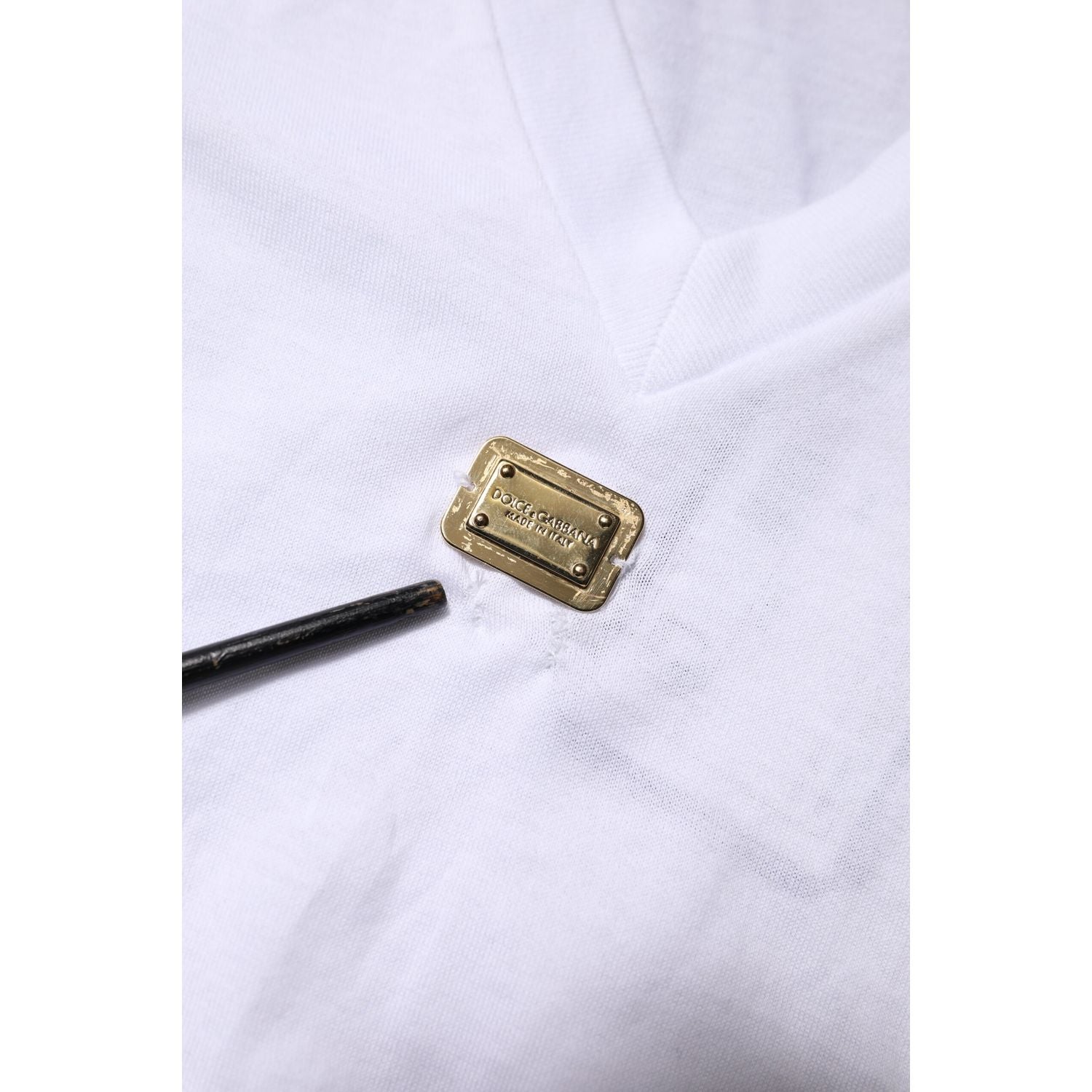 Dolce & Gabbana White Cotton Short Sleeve V-Neck Top T-shirt