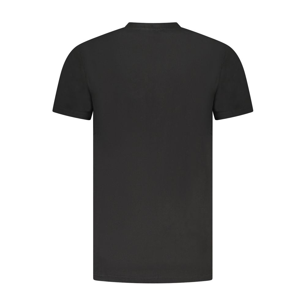 Cavalli Class Black Cotton Men T-Shirt back view, high-end fashion with short sleeves and crew neck, showcasing luxury streetwear style.