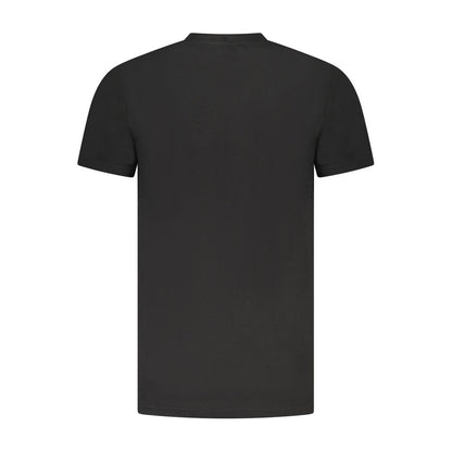 Cavalli Class Black Cotton Men T-Shirt back view, high-end fashion with short sleeves and crew neck, showcasing luxury streetwear style.
