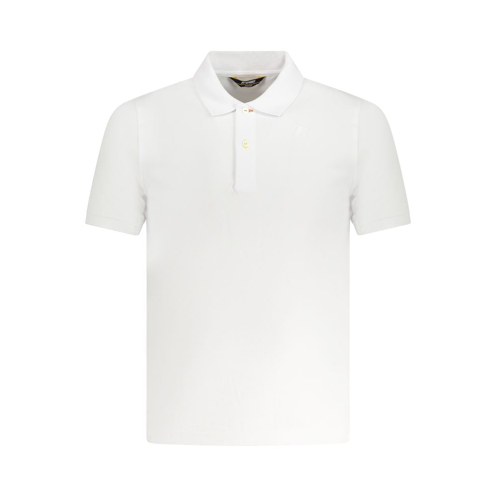 K-WAY White Cotton Polo Shirt with short sleeves, 2 buttons, and logo application