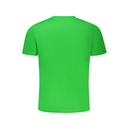 Back view of North Sails Green Cotton Men T-Shirt showcasing vibrant color and soft fabric.