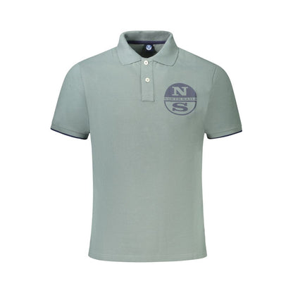 North Sails Green Cotton Men Polo Shirt with two-button design and logo emblem, ideal for casual and smart-casual occasions.