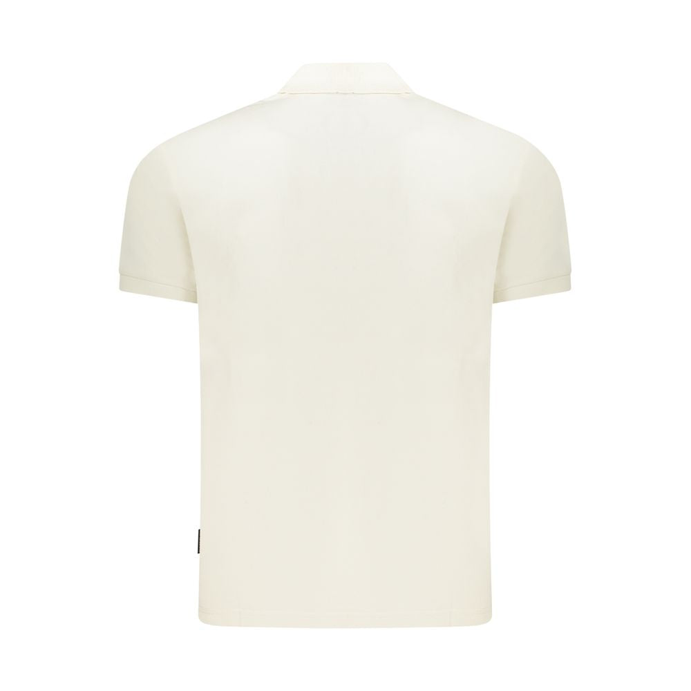 Back view of Napapijri White Cotton Men Polo Shirt showcasing relaxed fit and cotton material.
