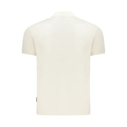 Back view of Napapijri White Cotton Men Polo Shirt showcasing relaxed fit and cotton material.